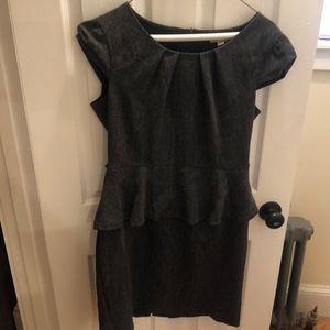 Work peplum grey midi dress